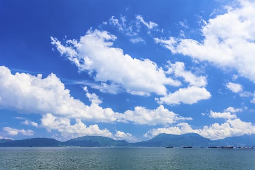 Sunny day landscape along the coast