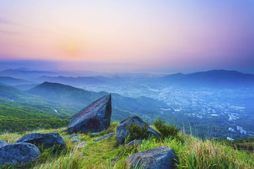 Sunset mountains in Hong Kong