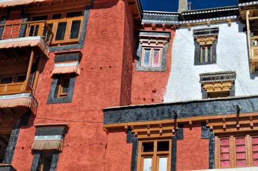 Traditional architecture of the Thiksey monastery in Ladakh, India