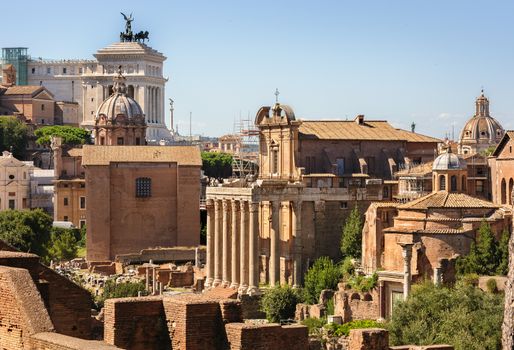 Some of ancient roman ruins in Rome, Forum, other landmarks.