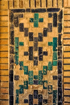 Close-up view of the pattern on Abdulaziz Khan Madrassah (Museum of Wood Carving Art), Uzbekistan