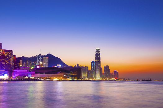 Hong Kong sunset at harbour