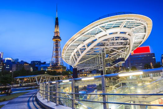 Nagoya cityscape at night in Japan