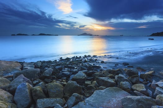 Sunset rocky coast