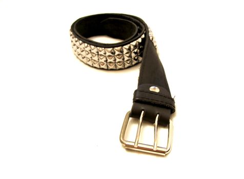 Black leather belt isolated on the white background