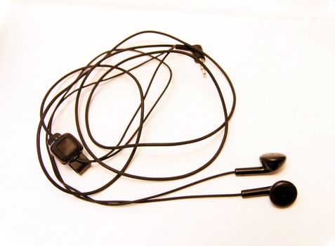 Black headphones isolated on the white background