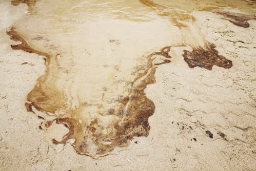 Oil and Sand, Oil Spill on Beach