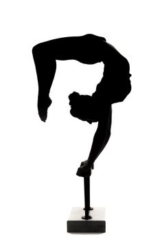 one caucasian woman contortionist practicing gymnastic yoga in silhouette on white background
