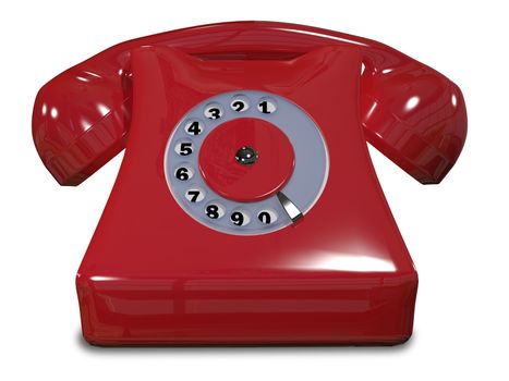 illustration of a red old phone on a white background