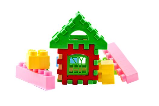 toys like a house on a green background