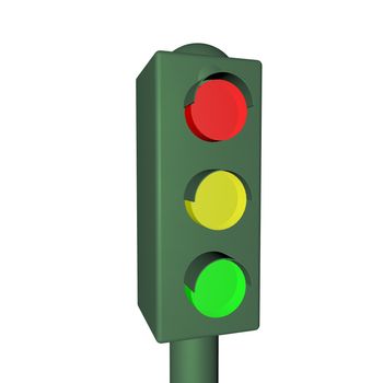 Traffic lights isolated over white, 3d render