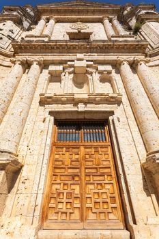 Great door view in the Monastery of the Santa Espina in the province of Valladolid Spain