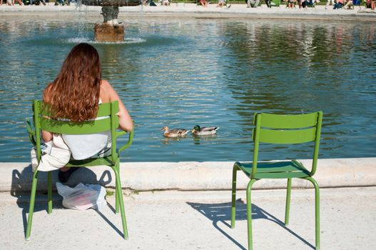 girl in Tuileries garden in Paris