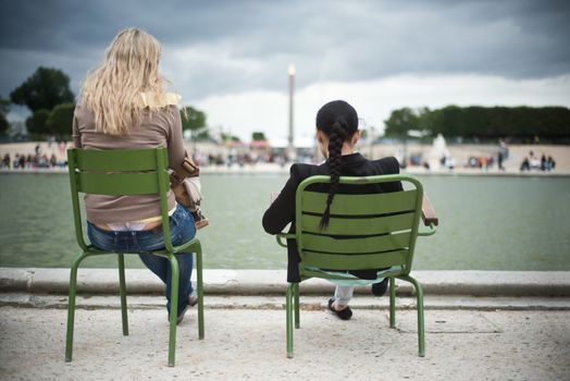 girls in Tuileries garden in Paris