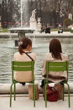 girls in Tuileries garden in Paris