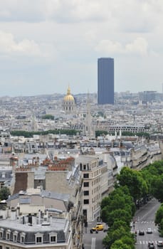 Montparnasse Tower in Paris with a Cloudy Sky