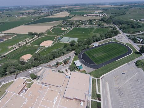 Aerial View of Niwot High School Sports Fields, including part of the high school building