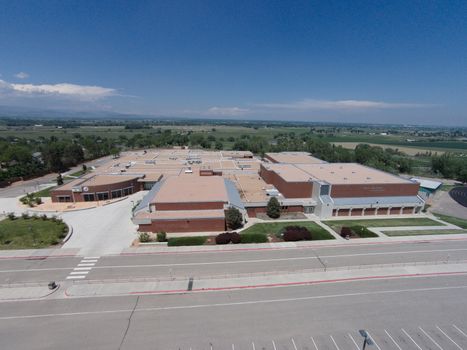 A front aerial view of Niwot High School