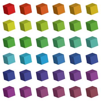 An Illustration of 3d cubes in various colours