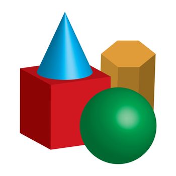 An Illustration of 3d shapes isolated on clean background