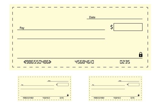 A Template of blank banking check / cheque