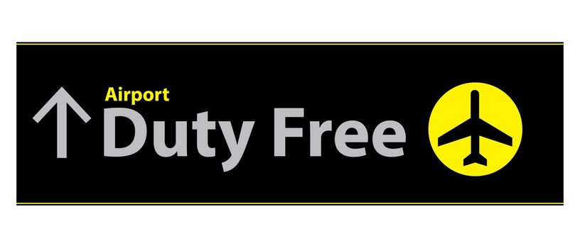 An Airport Duty Free Sign in Black and Yellow