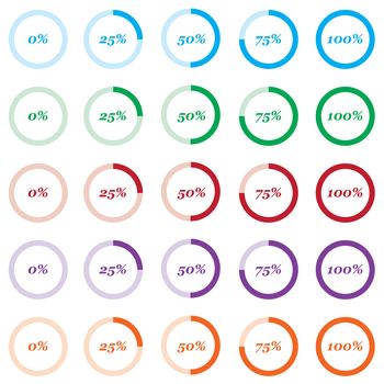 An Illustrated set of loading status icons