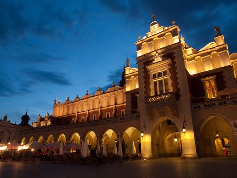 Sukiennice (Cloth Hall) on Main Square in Krakow by night