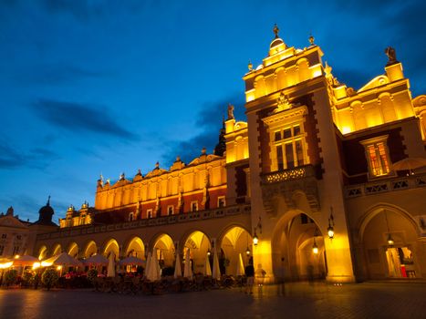 Sukiennice (Cloth Hall) on Main Square in Krakow by night