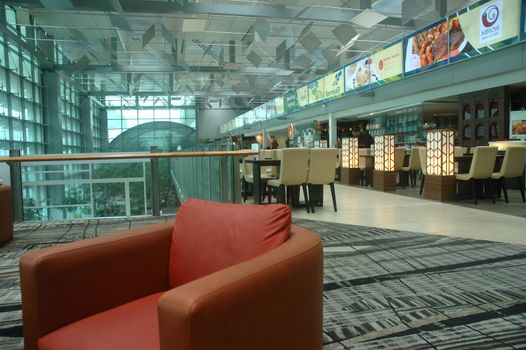 Singapore, Singapore - January 16, 2014: Airport lounge at Terminal 3 Changi International Airport, Singapore.