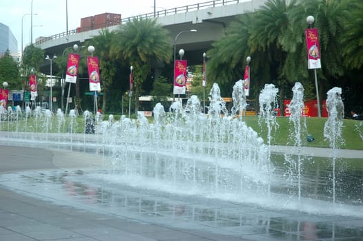 Singapore, Singapore - January 18, 2014: Garden fountain at Vivo City Singapore.
