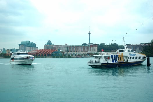 Harbour Front, Singapore - January 18, 2014: Scenery of cruise and boat harbour at Harbour Front, Singapore.