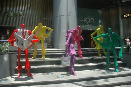Orchard road, Singapore - April 14, 2013: Artistic statue that located in front of Ion Orchard Mall in Singapore.