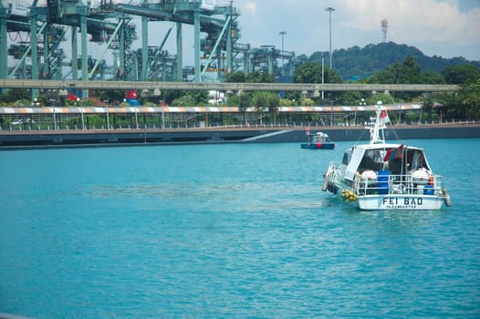 Harbour Front, Singapore - April 13, 2013: Scenery of cruise and boat harbour at Harbour Front, Singapore.