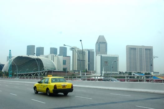 Singapore, Singapore - April 14, 2013: Road traffic at Singapore.