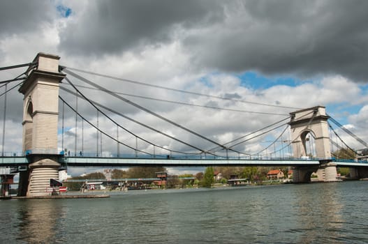 suspension bridge in alfortville - Paris - France