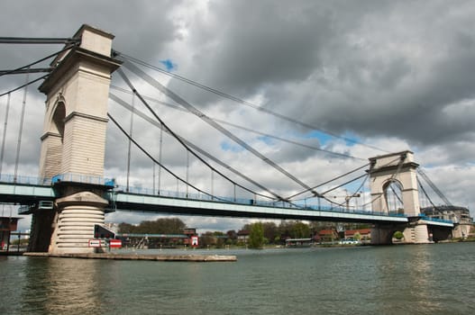 suspension bridge in alfortville - Paris - France