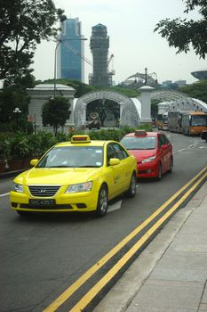 Singapore, Singapore - April 14, 2013: Road traffic at Singapore.