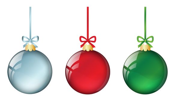 christmas balls set composed from glassy balls of different colors