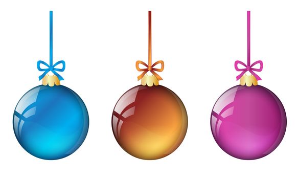 christmas balls set composed from glassy balls of different colors