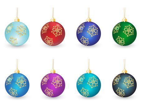 christmas balls set composed from glassy balls of different colors