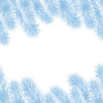 frame from blue christmas tree and white plase in middle