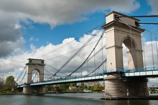 suspension bridge in alfortville - Paris - France