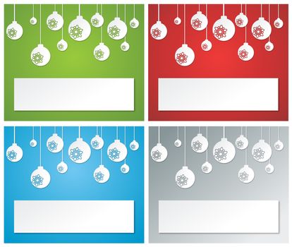 four christmas banners composed from hanging paper balls