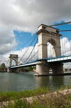 suspension bridge in alfortville - Paris - France