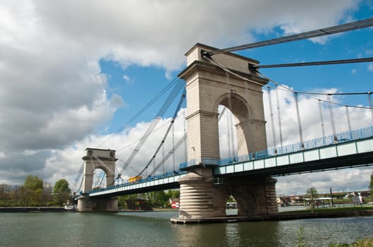 suspension bridge in alfortville - Paris - France