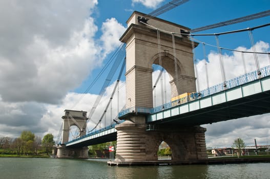 suspension bridge in alfortville - Paris - France