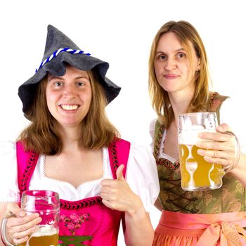 Girl wearing Seppelhut with mother at Oktoberfest