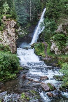 Waterfall in the forest of Trentino-Alto Adige, dolomites - Italy