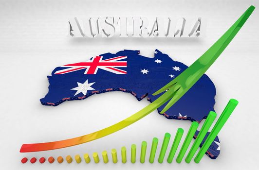 3D Illustration of Australia and business graphics